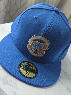 Blue Baseball Cap with Embroidered Bear Patch